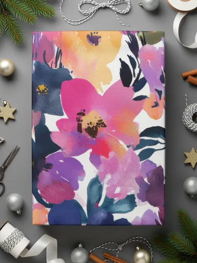 Colorful Abstract Floral Wrapped Gift Box