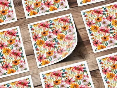 Watercolor Floral Seamless Pattern Digital, Flowers Digital Paper Pack, Colorful Bloom Design, Fabric Print, Scrapbook Paper - Moore and Mountain