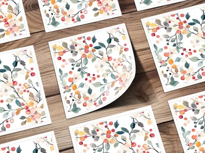 Watercolor Floral Seamless Pattern, Digital Paper, Flowers and Berries, Fabric Design, Printable Background, Digital Download - Moore and Mountain