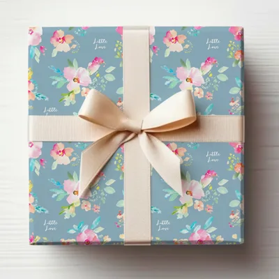 Floral Gift Wrap with Ribbon Little Love Pattern Gift Wrap