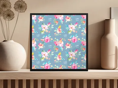 Floral Pattern with Little Love Text Wall Art