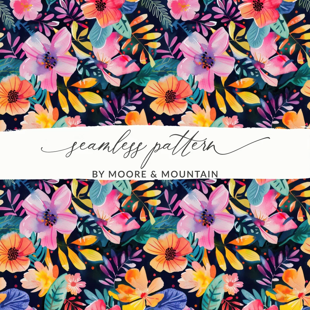 Vibrant Colorful Floral Seamless Pattern Background product type
