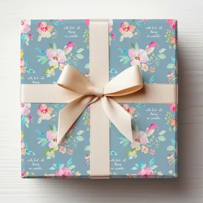 Inspirational Floral Design Gift Wrap With God All Things Possible