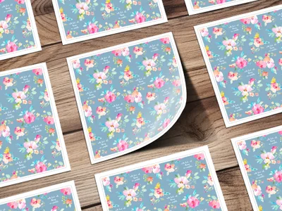 Blue Floral Sticker Sheet With Inspirational Quotes