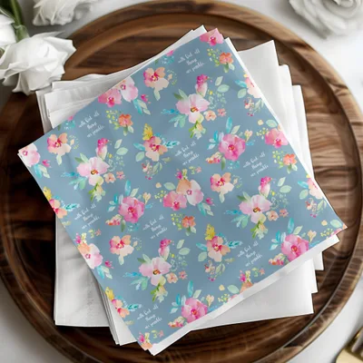 Floral Pattern Napkins with Inspirational Quote Design