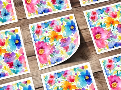 Watercolor Flower T-Shirt, Seamless Floral Pattern, Digital Paper, Colorful Blossoms Design, Textile Print, T Shirt Design, Digital Download - Moore and Mountain