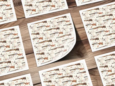 Hunting Rifles and Nature Pattern Sticker Sheet