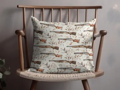 Vintage Rifle Pattern Decorative Throw Pillow Case