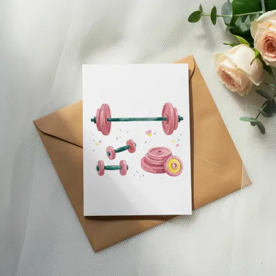 Watercolor Gym Equipment Clipart Digital, Pink Dumbbell Barbell Weight Plates PNG, Fitness Art Bundle, Cute Workout Clip Art, Gym Lover Gift