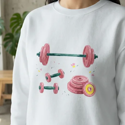 Watercolor Gym Equipment Clipart Digital, Pink Dumbbell Barbell Weight Plates PNG, Fitness Art Bundle, Cute Workout Clip Art, Gym Lover Gift
