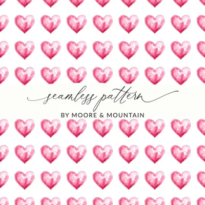 Watercolor Heart Pattern Digital Paper, Pink Heart Seamless Pattern, Valentine's Day Fabric, Hearts Background, Digital Valentine Pattern