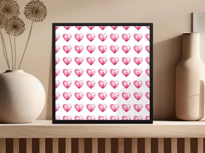 Watercolor Heart Pattern Digital Paper, Pink Heart Seamless Pattern, Valentine's Day Fabric, Hearts Background, Digital Valentine Pattern - Moore and Mountain