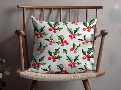 Watercolor Holly Berries Festive Christmas Seamless Pattern Digital - Moore and Mountain