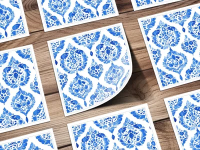 Watercolor Indigo Mediterranean Pattern Texture Digital - Moore and Mountain