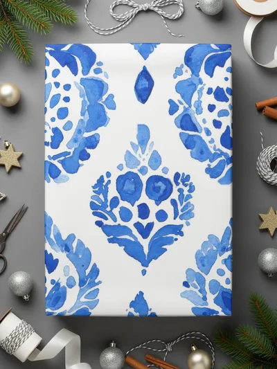 Watercolor Indigo Mediterranean Pattern Texture Digital - Moore and Mountain