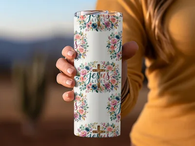 Jesus LIVES Floral Cross Watercolor Tumbler product type