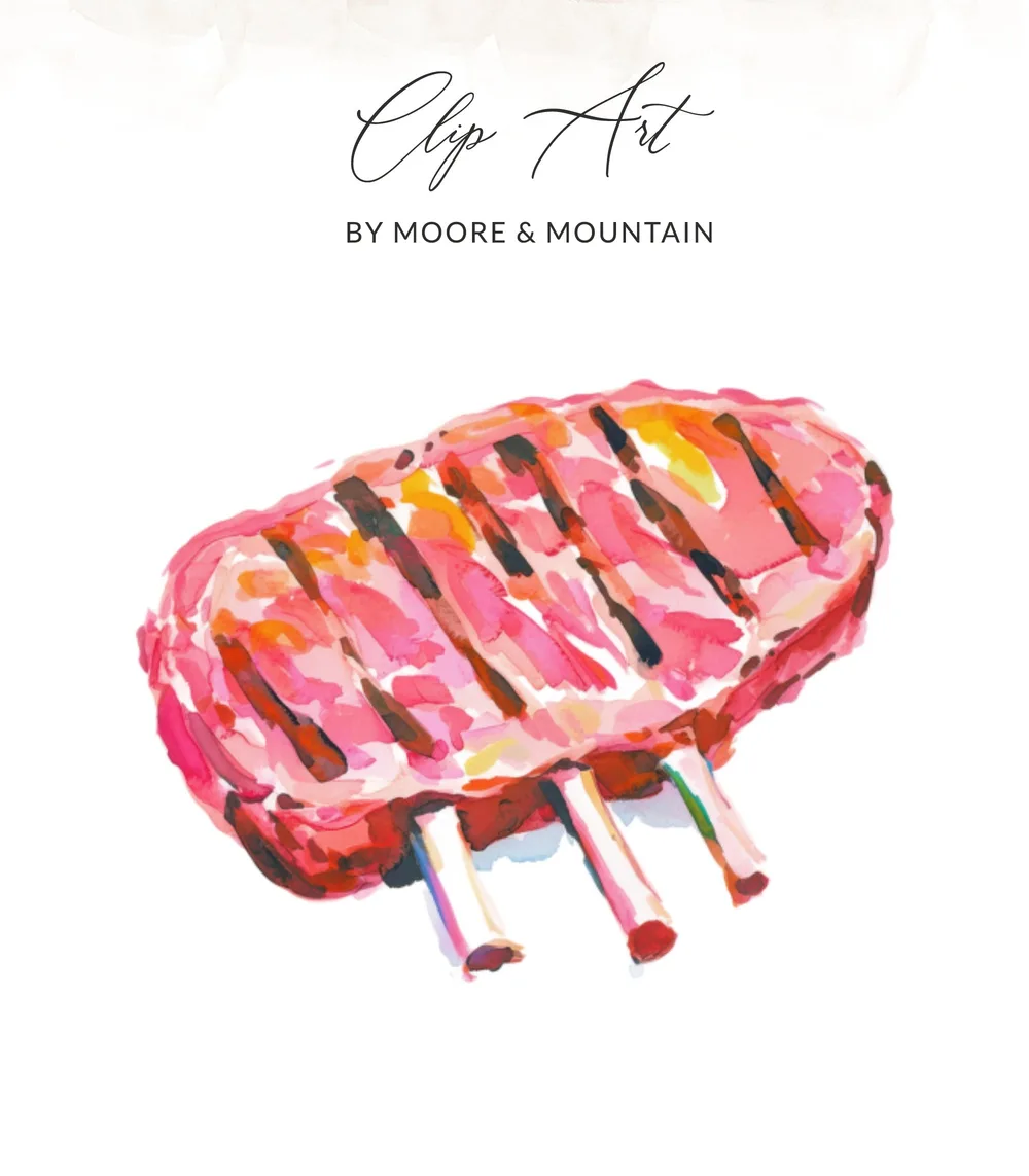 Watercolor Lamb Chops Art Print Digital Download, Grilled Meat Foodie Kitchen Decor Wall Art, Chef Gift Idea, BBQ Lover Gift