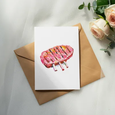 Watercolor Lamb Chops Art Print Digital Download, Grilled Meat Foodie Kitchen Decor Wall Art, Chef Gift Idea, BBQ Lover Gift