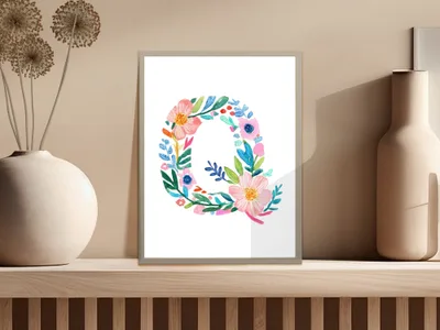 Watercolor Letter Q SVG, PNG, Floral Alphabet Initial Q Digital Download, Botanical Q Monogram Art, Whimsical Flower Letter Q Clipart