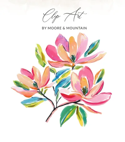 Watercolor Magnolia Flower Art SVG, PNG, Digital Download, Pink Floral Clipart Graphic, Printable Botanical Illustration, Instant Artwork