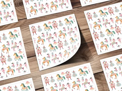Watercolor Nutcracker Pattern Featuring Horses and Dancers Digital - Moore and Mountain
