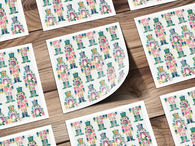 Watercolor Nutcrackers Pattern Festive Celebration Art Digital - Moore and Mountain