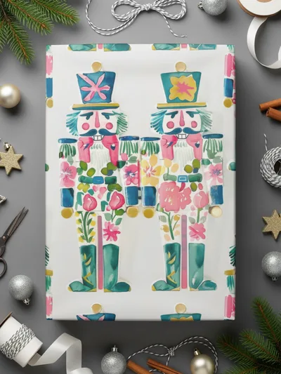 Watercolor Nutcrackers Pattern Festive Celebration Art Digital - Moore and Mountain
