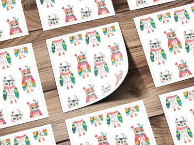 Watercolor Owls Pattern Art Print Home Decor Design Digital - Moore and Mountain