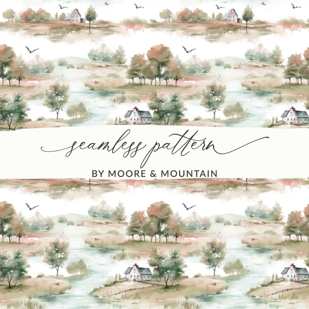 Peaceful Countryside Seamless Pattern by Moore & Mountain