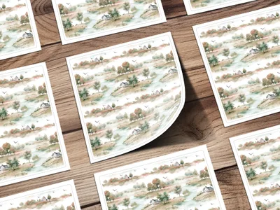 Scenic Countryside Landscape Art Print for Home Decor