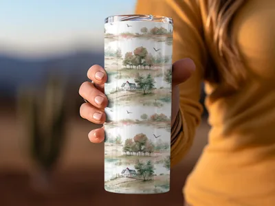 Serene Countryside Scene Printed Tumbler Product