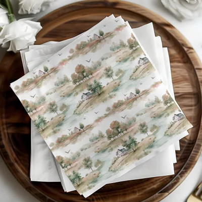 Scenic Countryside Design Napkins for Elegant Table Setting