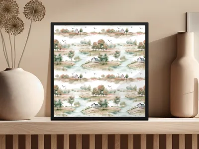 Serene Countryside Landscape Art Print Decor