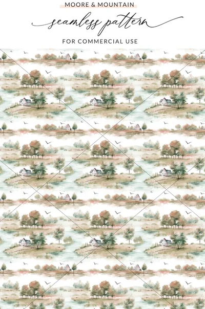 Moore & Mountain Seamless Pattern for Commercial Use