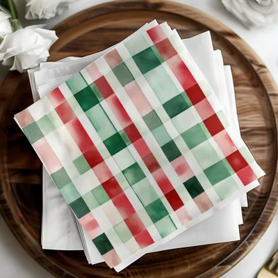 Watercolor Plaid Pattern Digital Paper, Seamless Tartan Design, Red Green Checkered Background, Christmas Fabric Design, Scrapbook Paper - Moore and Mountain