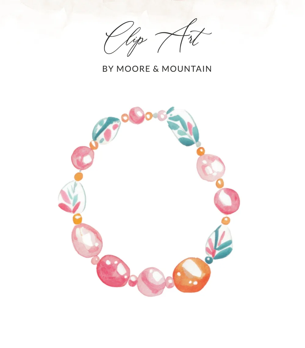 Watercolor bracelet with colorful beads and leaf accents.