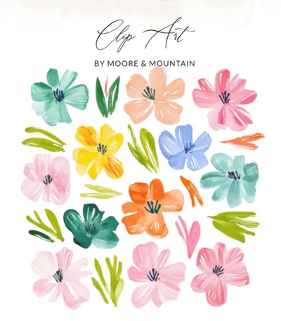 Watercolor Preppy Flower T Shirt SVG Design, Tropical Blooms Bright Girly Art, Preppy Floral Clip Art PNG Commercial Use, Instant Download