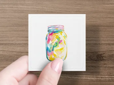 Watercolor illustration of a colorful mason jar filled with vibrant fruits and vegetables.
