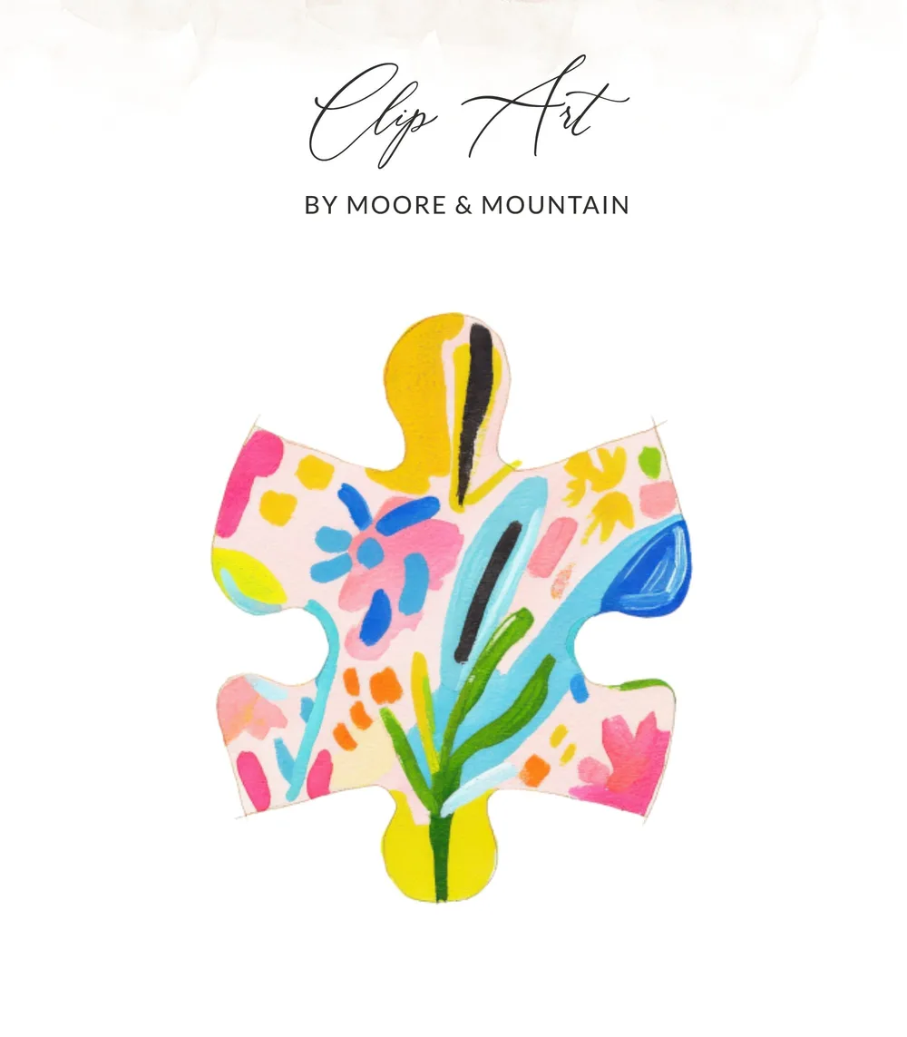 Colorful abstract floral pattern on a puzzle piece.