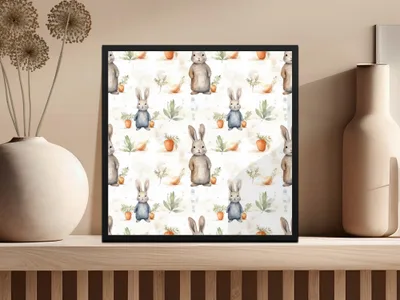 Watercolor Rabbit Digital Paper, Seamless Bunny Pattern, Cute Animal Art, Scrapbook Paper, Fabric Print, Easter Theme, Digital Downloads - Moore and Mountain