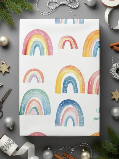 Colorful Rainbow Pattern Festive Gift Wrapping Paper