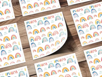 Colorful Rainbow and Little Miracle Design Sticker Sheet