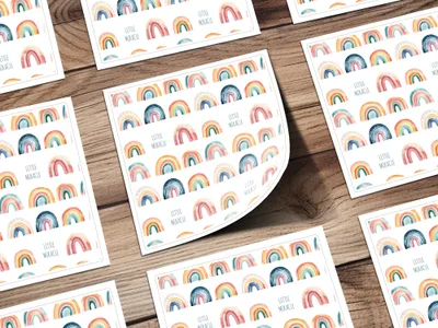 Colorful Little Miracle Rainbow Baby Shower Stickers