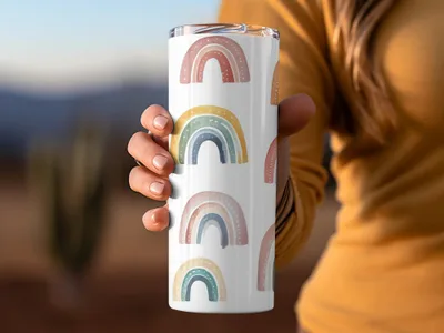 Colorful Rainbow Pattern Insulated Travel Tumbler Cup