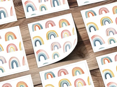 Colorful Rainbow Pattern Art Design on Sticker Sheet