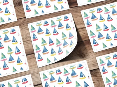 Watercolor Sailboat Pattern, Digital Seamless Repeat, Nautical Boat Clipart, Coastal Print, Sea Theme Scrapbook Paper, Download - Moore and Mountain