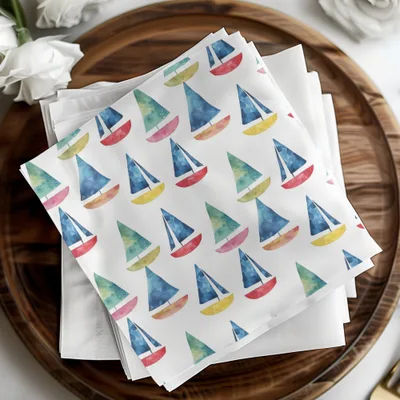 Watercolor Sailboat Pattern, Digital Seamless Repeat, Nautical Boat Clipart, Coastal Print, Sea Theme Scrapbook Paper, Download - Moore and Mountain