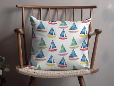Watercolor Sailboat Pattern, Digital Seamless Repeat, Nautical Boat Clipart, Coastal Print, Sea Theme Scrapbook Paper, Download - Moore and Mountain