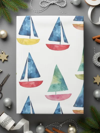 Watercolor Sailboat Pattern, Digital Seamless Repeat, Nautical Boat Clipart, Coastal Print, Sea Theme Scrapbook Paper, Download - Moore and Mountain