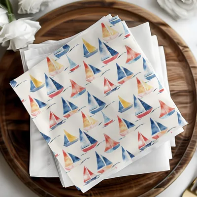 Watercolor Sailboats Digital Paper, Nautical Seamless Pattern, Ocean Boat Design, Summer Theme, Commercial Use, Scrapbooking Paper Digital - Moore and Mountain